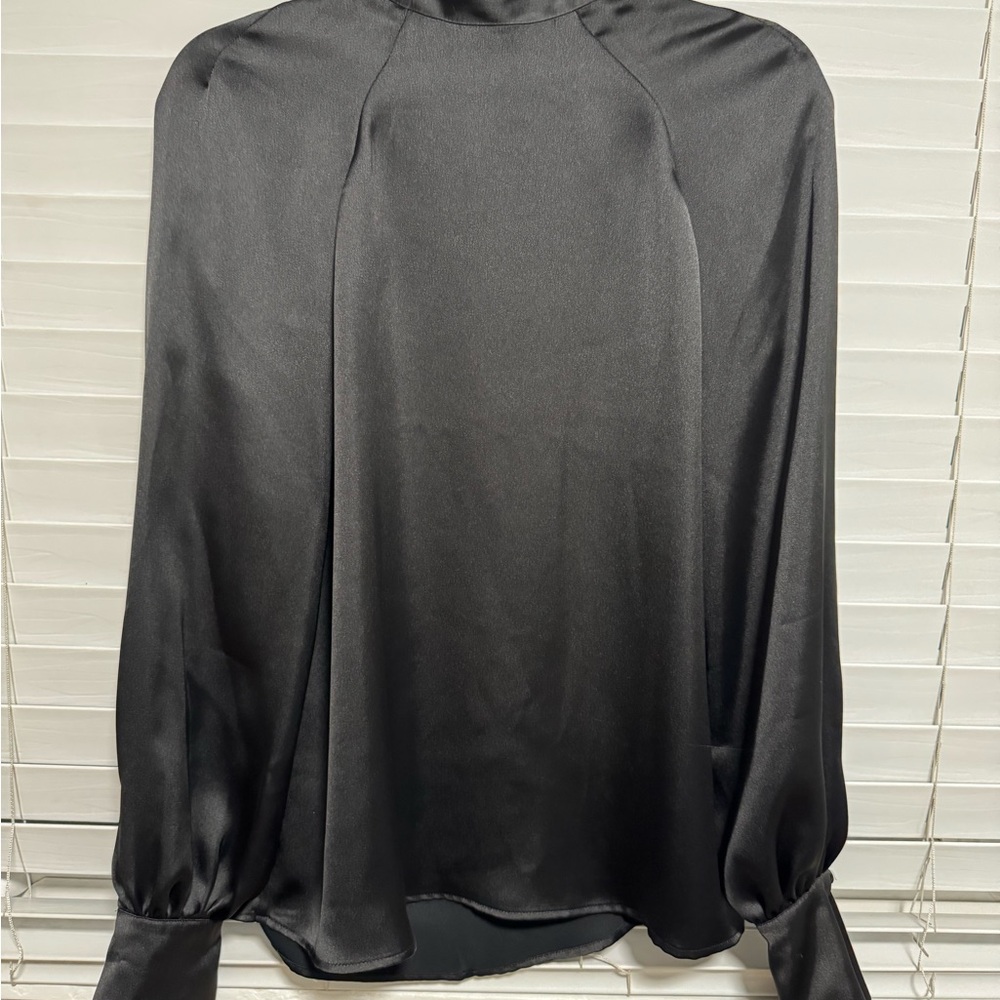 Chic Black Satin Blouse